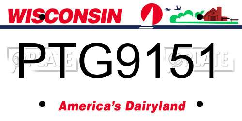 PTG9151 Wisconsin License Plate