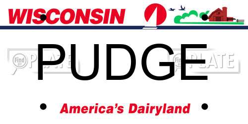 PUDGE Wisconsin License Plate