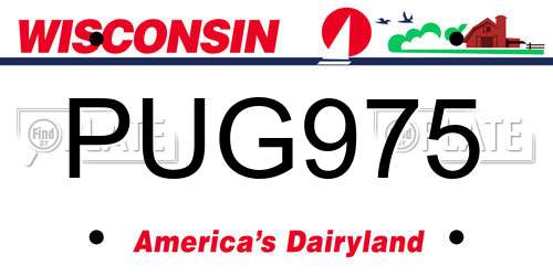 PUG975 Wisconsin License Plate