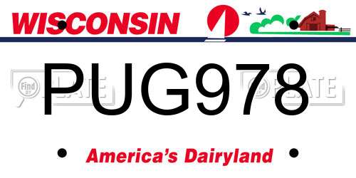 PUG978 Wisconsin License Plate
