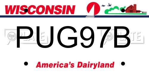 PUG97B Wisconsin License Plate