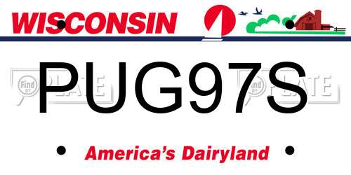 PUG97S Wisconsin License Plate