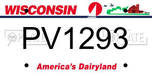 PV1293 Wisconsin License Plate