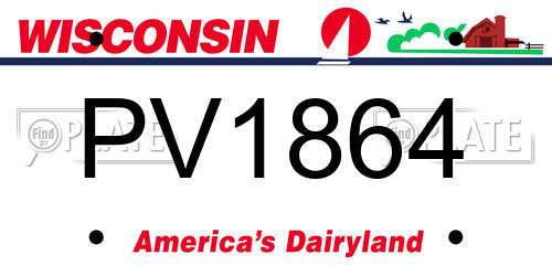 PV1864 Wisconsin License Plate