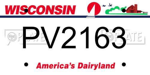 PV2163 Wisconsin License Plate