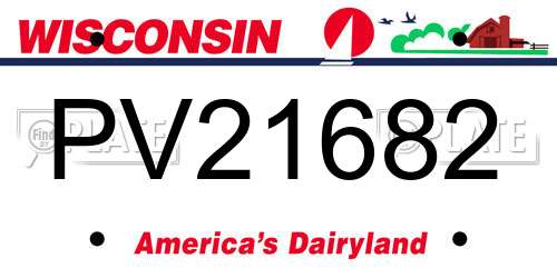 PV21682 Wisconsin License Plate