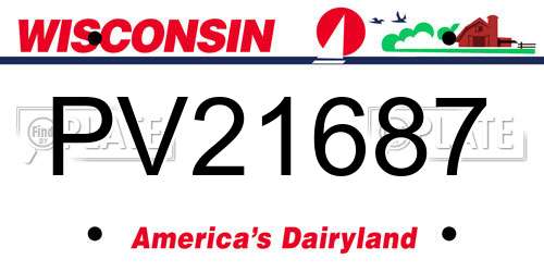 PV21687 Wisconsin License Plate