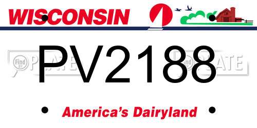 PV2188 Wisconsin License Plate