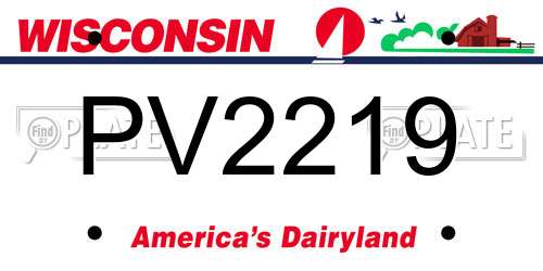 PV2219 Wisconsin License Plate