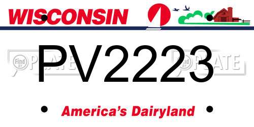 PV2223 Wisconsin License Plate