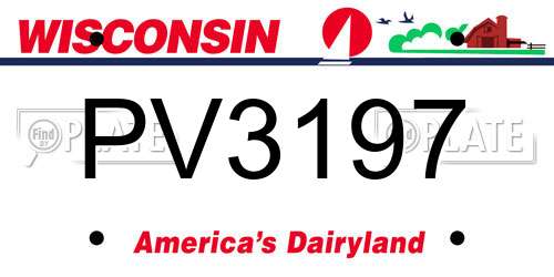 PV3197 Wisconsin License Plate