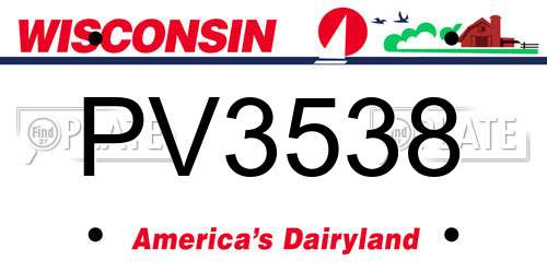 PV3538 Wisconsin License Plate