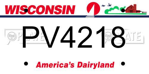 PV4218 Wisconsin License Plate