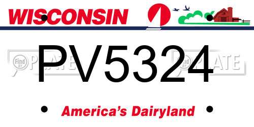 PV5324 Wisconsin License Plate