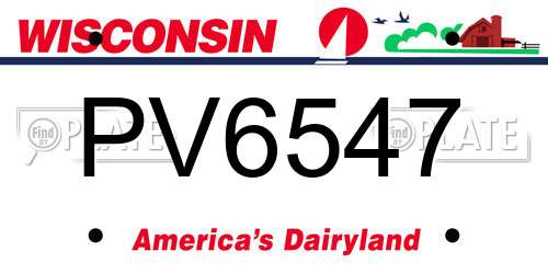 PV6547 Wisconsin License Plate