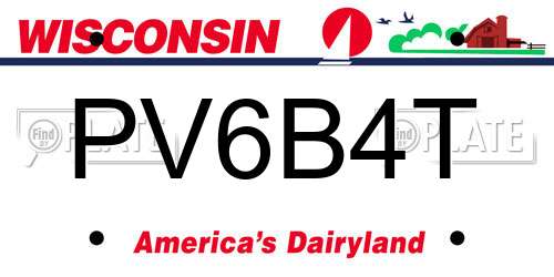 PV6B4T Wisconsin License Plate