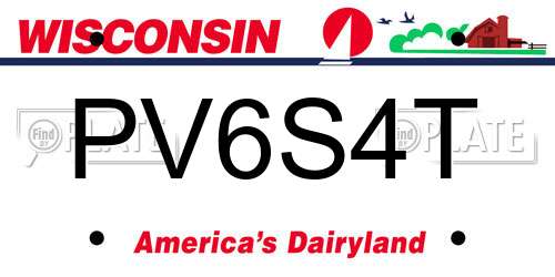 PV6S4T Wisconsin License Plate