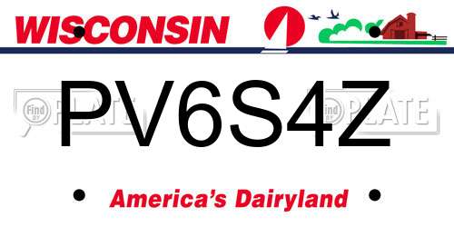 PV6S4Z Wisconsin License Plate