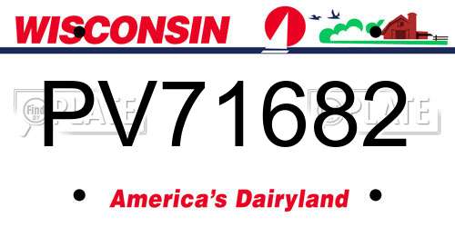 PV71682 Wisconsin License Plate