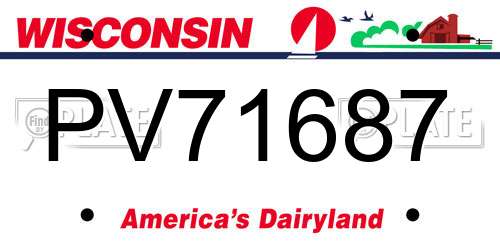 PV71687 Wisconsin License Plate