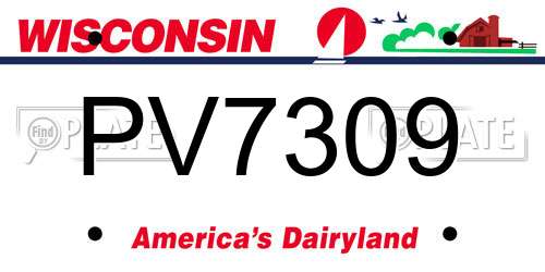 PV7309 Wisconsin License Plate