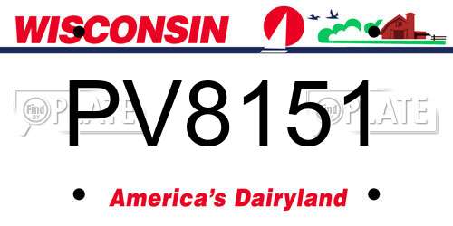 PV8151 Wisconsin License Plate