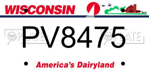 PV8475 Wisconsin License Plate