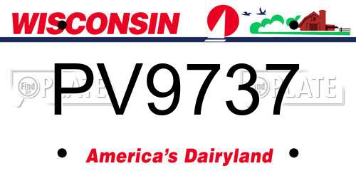 PV9737 Wisconsin License Plate