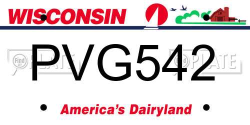 PVG542 Wisconsin License Plate