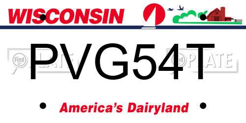 PVG54T Wisconsin License Plate