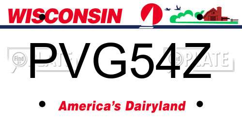 PVG54Z Wisconsin License Plate