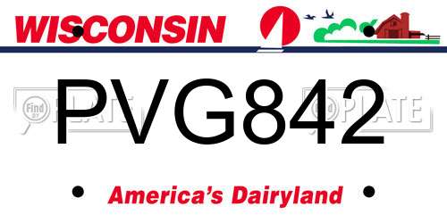 PVG842 Wisconsin License Plate