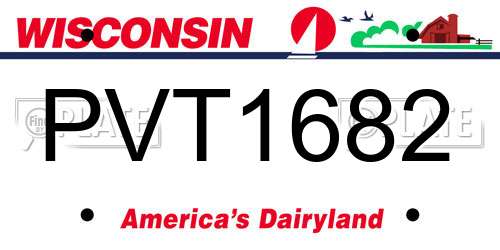 PVT1682 Wisconsin License Plate