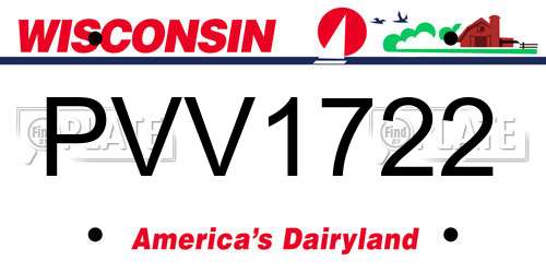PVV1722 Wisconsin License Plate