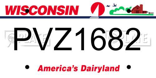 PVZ1682 Wisconsin License Plate