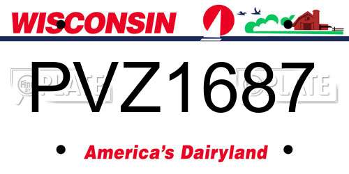 PVZ1687 Wisconsin License Plate