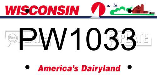 PW1033 Wisconsin License Plate