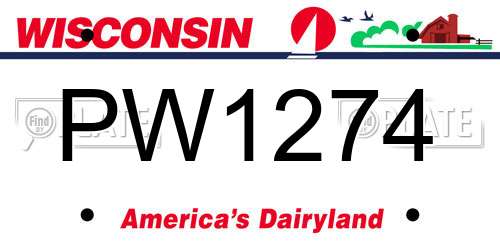 PW1274 Wisconsin License Plate