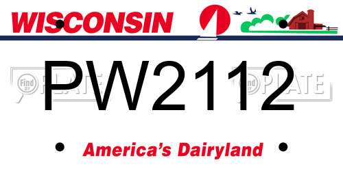 PW2112 Wisconsin License Plate