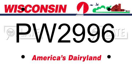 PW2996 Wisconsin License Plate