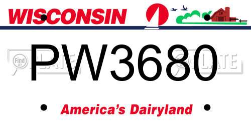 PW3680 Wisconsin License Plate