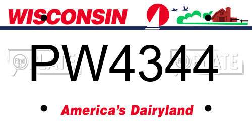 PW4344 Wisconsin License Plate