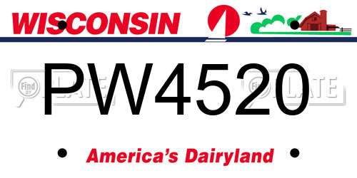 PW4520 Wisconsin License Plate