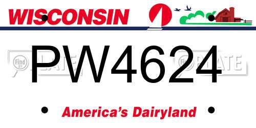 PW4624 Wisconsin License Plate