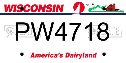PW4718 Wisconsin License Plate