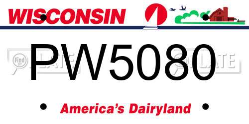PW5080 Wisconsin License Plate