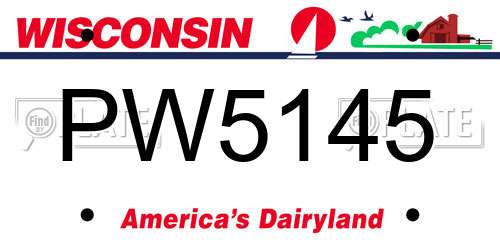 PW5145 Wisconsin License Plate