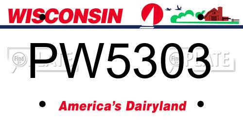PW5303 Wisconsin License Plate