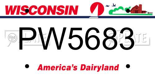 PW5683 Wisconsin License Plate