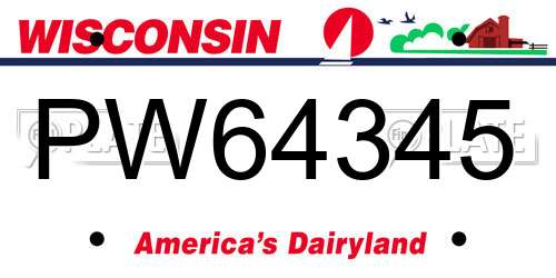 PW64345 Wisconsin License Plate